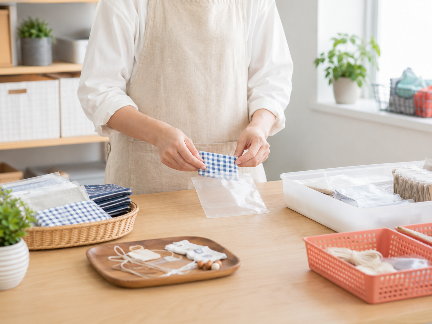 机に向かって軽作業に取り組む様子のイメージ
